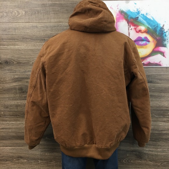 Carhartt J130 Y2K Washed Duck Insulated Hooded Jacket Brown Men's X-Large Tall - Picture 4 of 7